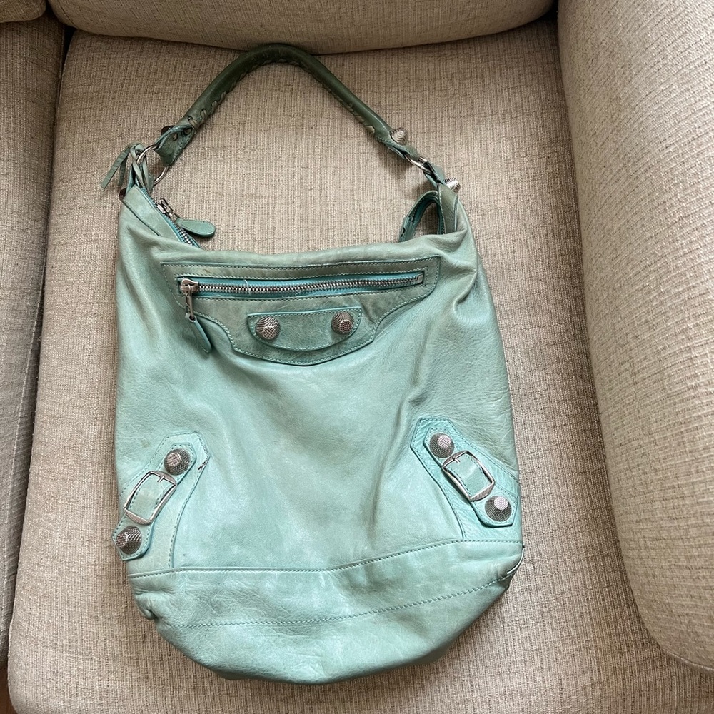 Balenciaga Turquoise Motocross Classic Day Hobo bag